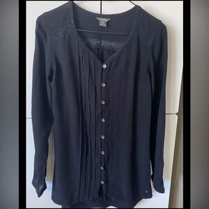 Eddie Bauer womens button up blouse XS Black